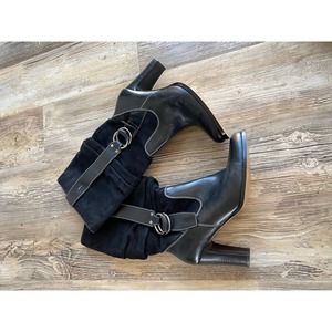 Nine West Leather Heel Boot, Suede w/ Side Buckle, Size 10